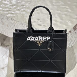 Replica Prada Medium Leather Symbole Bag With Topstitching 1BA378 Blac