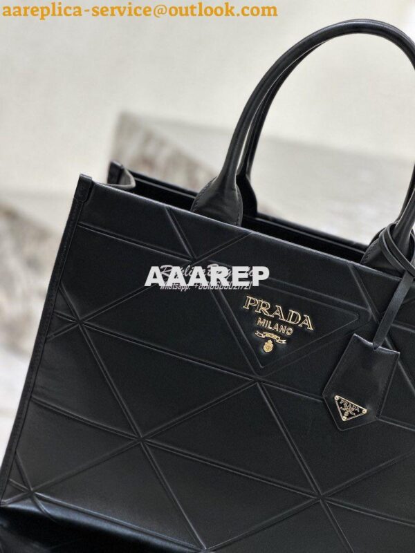 Replica Prada Medium Leather Symbole Bag With Topstitching 1BA378 Blac 5