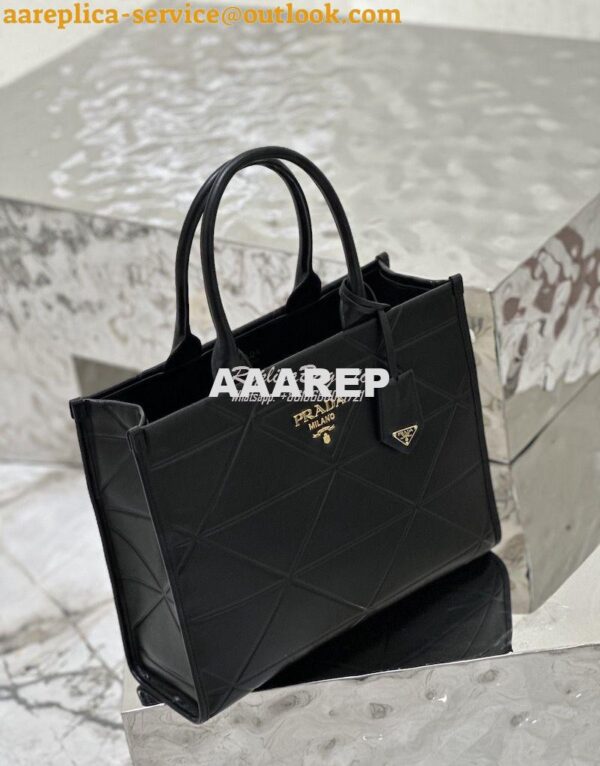 Replica Prada Medium Leather Symbole Bag With Topstitching 1BA378 Blac 6