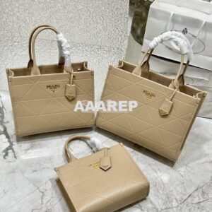 Replica Prada Medium Leather Symbole Bag With Topstitching 1BA378 Sand