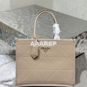 Replica Prada Medium Leather Symbole Bag With Topstitching 1BA378 Sand 2