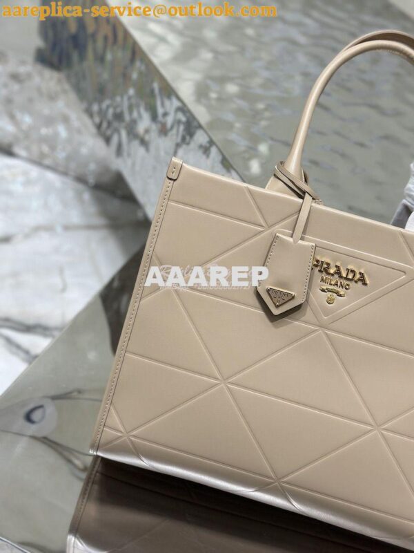 Replica Prada Medium Leather Symbole Bag With Topstitching 1BA378 Sand 6