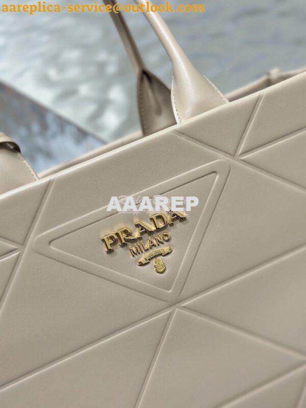 Replica Prada Medium Leather Symbole Bag With Topstitching 1BA378 Sand 7