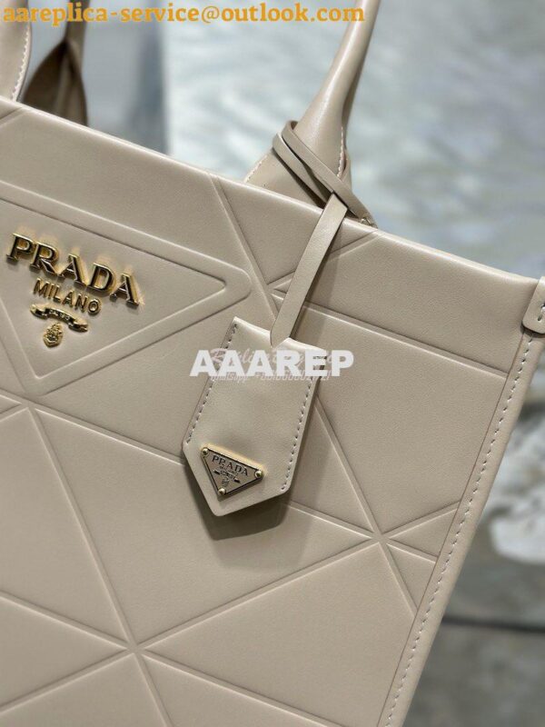 Replica Prada Medium Leather Symbole Bag With Topstitching 1BA378 Sand 8