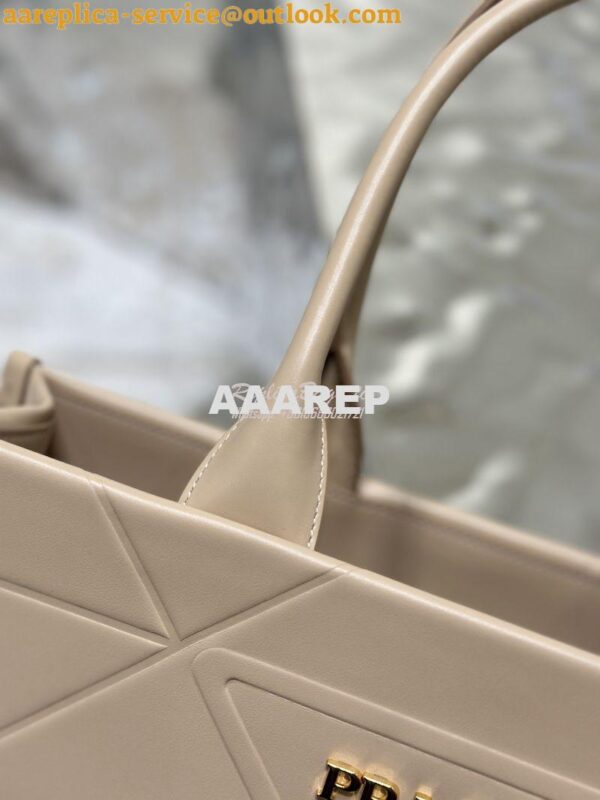 Replica Prada Medium Leather Symbole Bag With Topstitching 1BA378 Sand 9