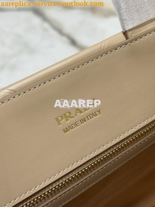 Replica Prada Medium Leather Symbole Bag With Topstitching 1BA378 Sand 11