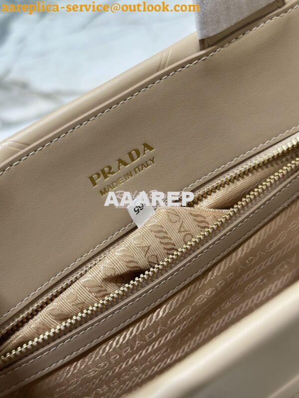 Replica Prada Medium Leather Symbole Bag With Topstitching 1BA378 Sand 12