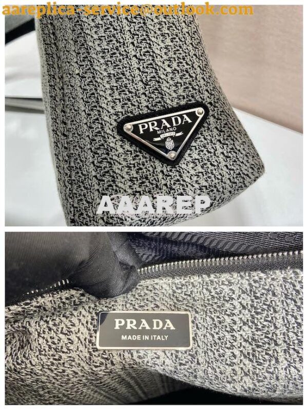 Replica Prada Medium Logo Ricamo Jacquard Tote 1BA342 Black 11