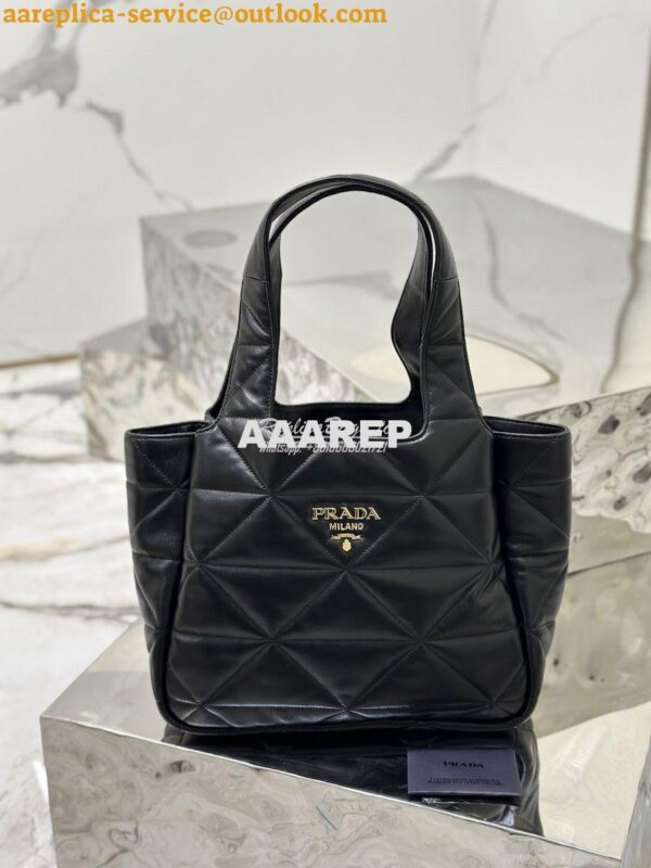 Replica Prada Medium Nappa-leather Tote Bag with Topstitching 1BG450 B 3