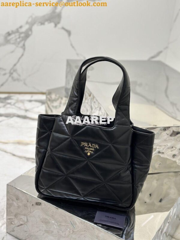 Replica Prada Medium Nappa-leather Tote Bag with Topstitching 1BG450 B 4