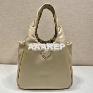 Replica Prada Medium padded Prada Soft nappa beige leather bag 1BG413 2