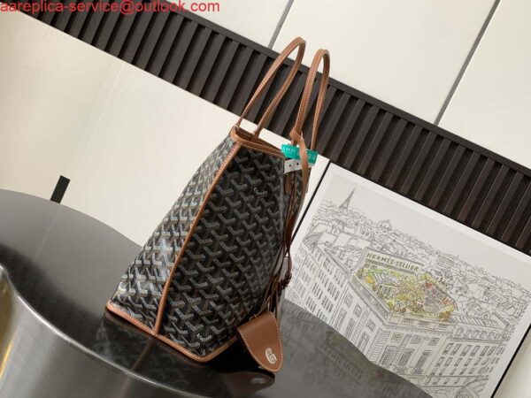 Replica Goyard ANJOUSPMLCG03TY01P Anjou PM Bag Black and Tan 2