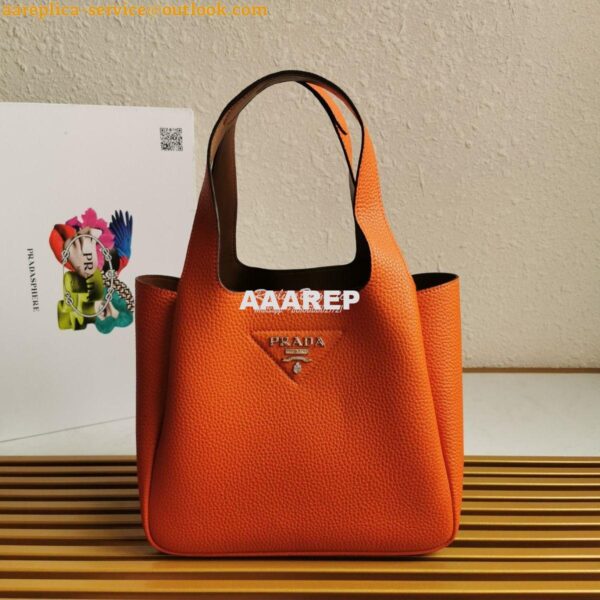 Replica Prada Leather Handbag 1BG335 Orange 3