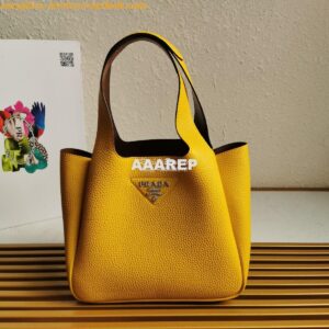 Replica Prada Leather Handbag 1BG335 Yellow