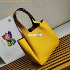 Replica Prada Leather Handbag 1BG335 Yellow 2