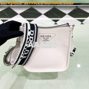 Replica Prada Leather Mini Shoulder Bag 1BH191 White