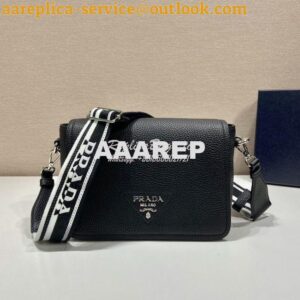 Replica Prada Leather shoulder bag 1BD314 Black 2