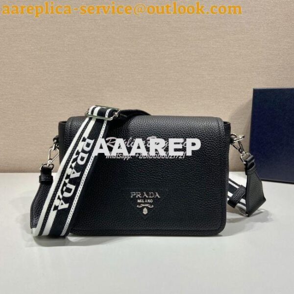Replica Prada Leather shoulder bag 1BD314 Black 4