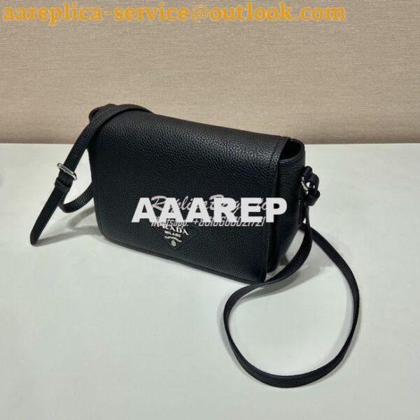 Replica Prada Leather shoulder bag 1BD314 Black 5