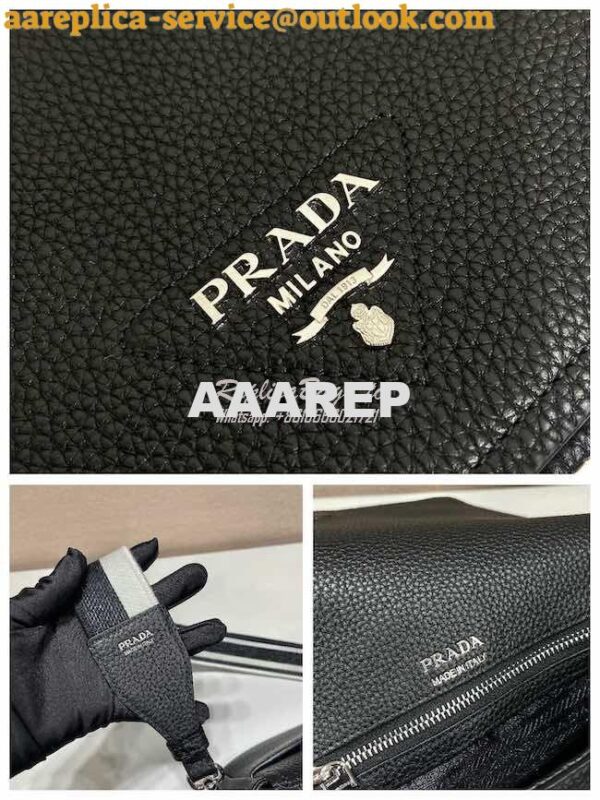 Replica Prada Leather shoulder bag 1BD314 Black 6