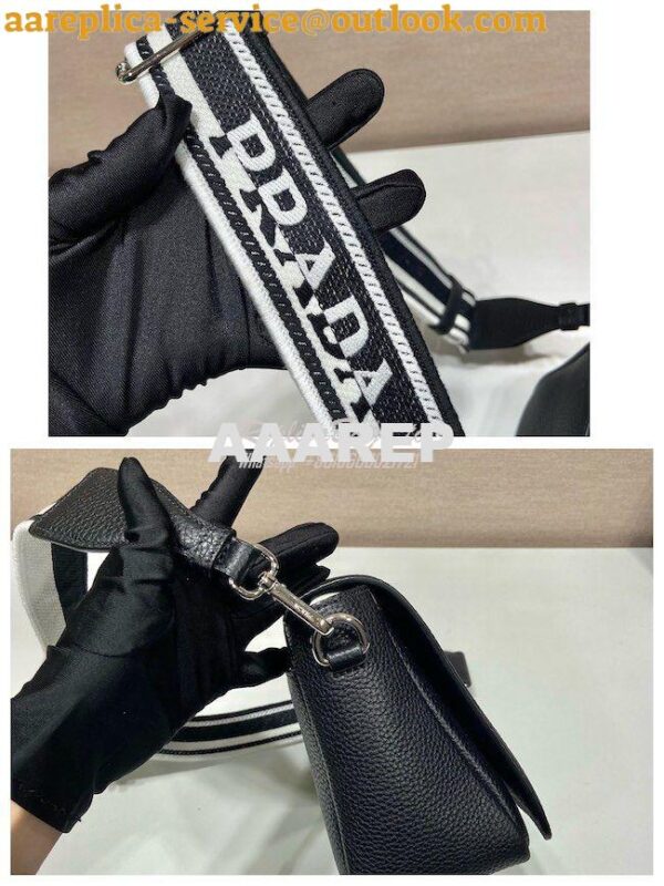 Replica Prada Leather shoulder bag 1BD314 Black 7