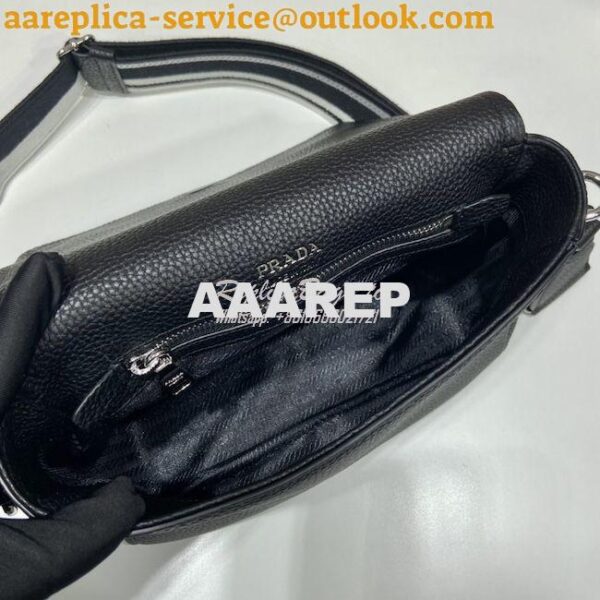 Replica Prada Leather shoulder bag 1BD314 Black 9