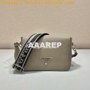 Replica Prada Leather shoulder bag 1BD314 Clay Grey