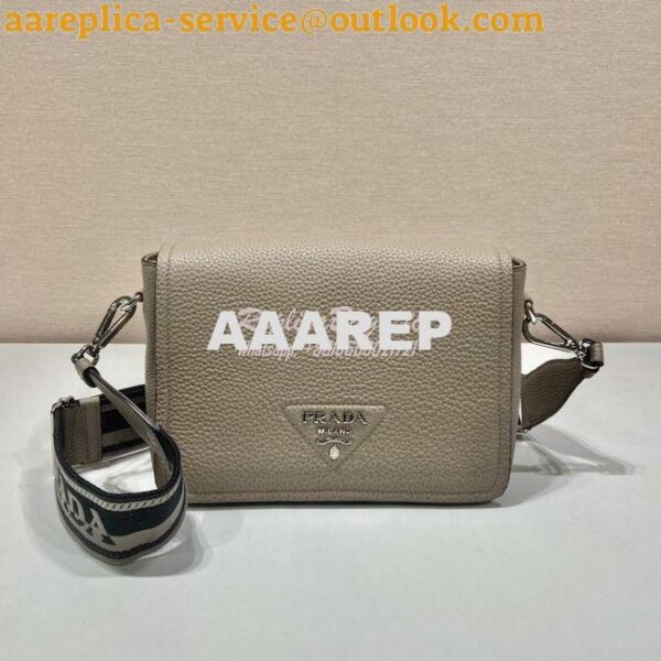 Replica Prada Leather shoulder bag 1BD314 Clay Grey 4