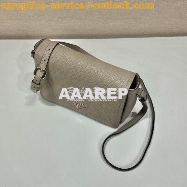 Replica Prada Leather shoulder bag 1BD314 Clay Grey 5