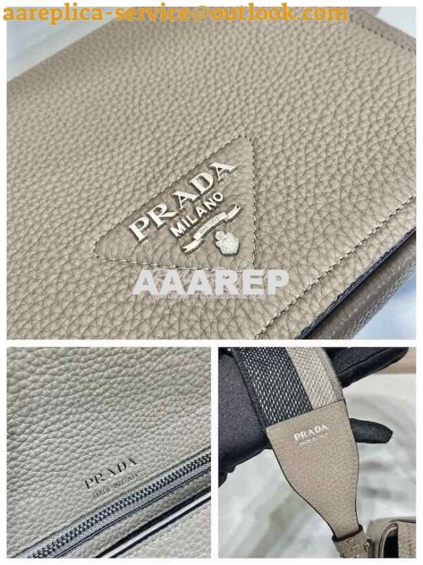 Replica Prada Leather shoulder bag 1BD314 Clay Grey 6