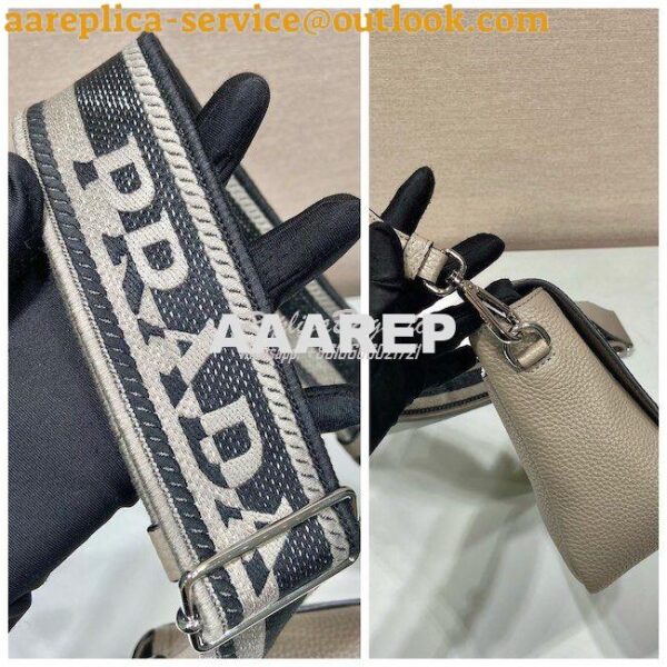 Replica Prada Leather shoulder bag 1BD314 Clay Grey 7