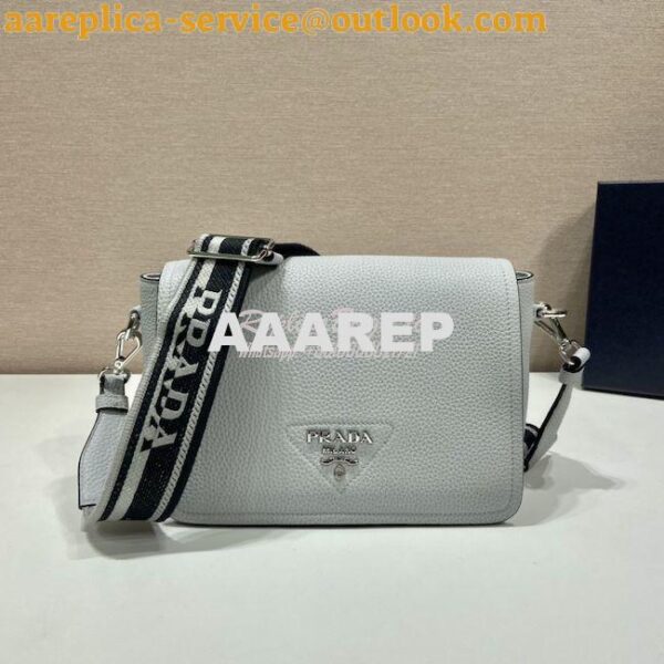 Replica Prada Leather shoulder bag 1BD314 Cornflower 3