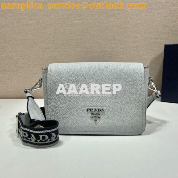 Replica Prada Leather shoulder bag 1BD314 Cornflower 4