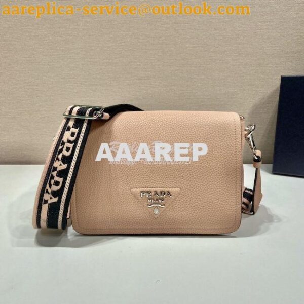 Replica Prada Leather shoulder bag 1BD314 Sand 4