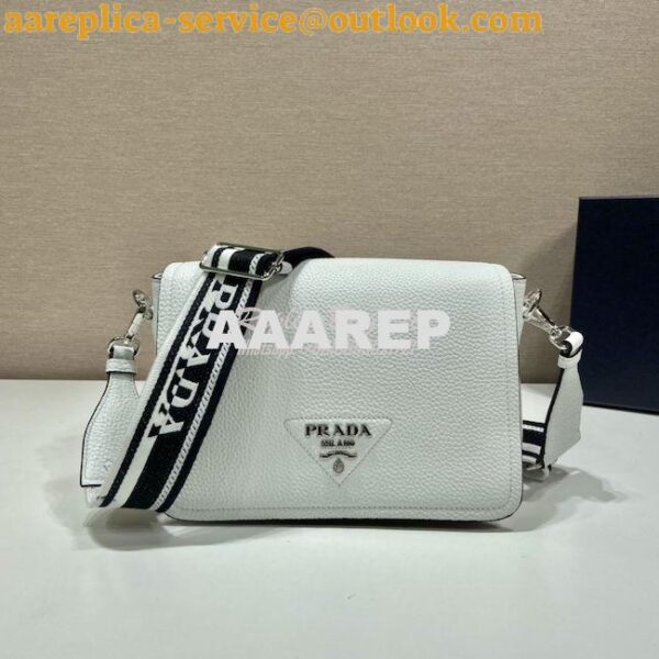 Replica Prada Leather shoulder bag 1BD314 White 3