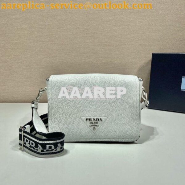 Replica Prada Leather shoulder bag 1BD314 White 4