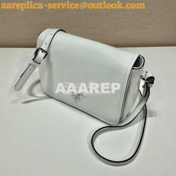 Replica Prada Leather shoulder bag 1BD314 White 5