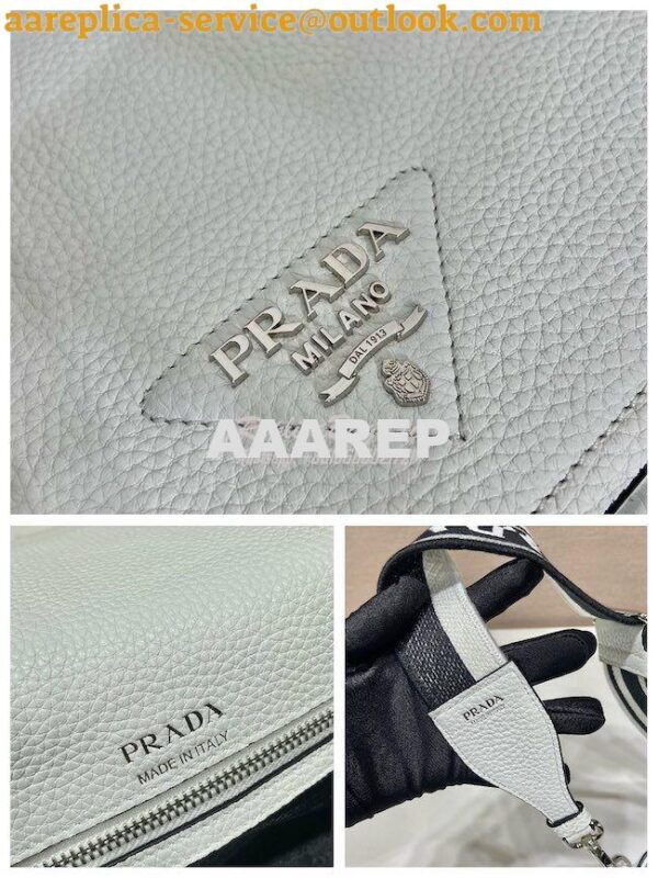 Replica Prada Leather shoulder bag 1BD314 White 6