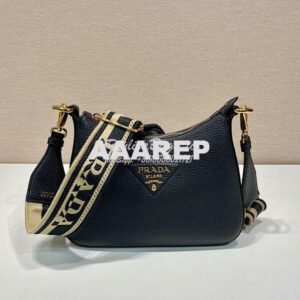 Replica Prada Leather shoulder bag 1BH193 Black