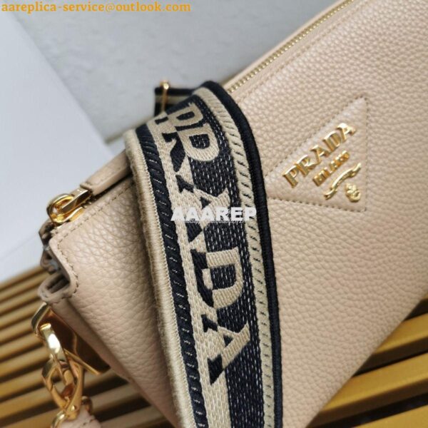 Replica Prada Leather shoulder bag 3 Layers 1BH194 Beige 6