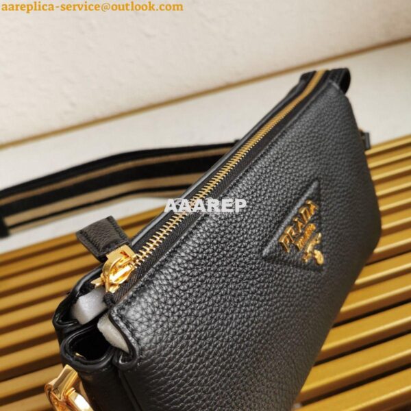 Replica Prada Leather shoulder bag 3 Layers 1BH194 Black 6