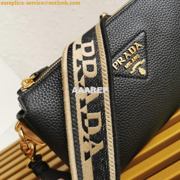 Replica Prada Leather shoulder bag 3 Layers 1BH194 Black 7