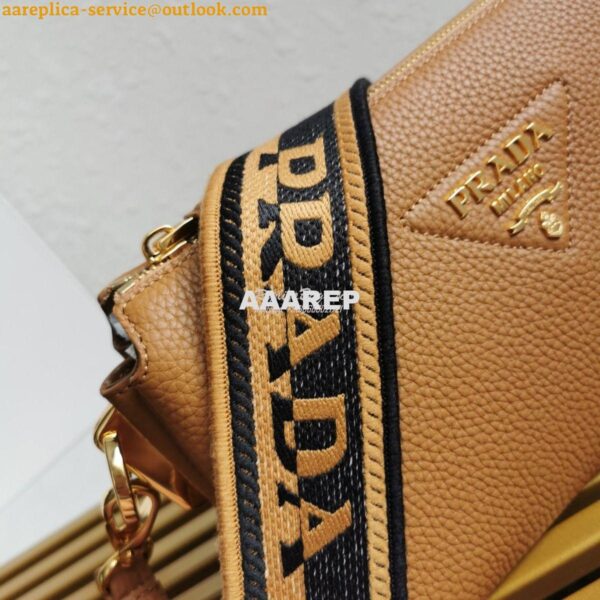 Replica Prada Leather shoulder bag 3 Layers 1BH194 Caramel 7