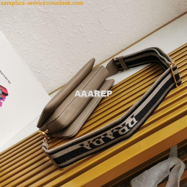 Replica Prada Leather shoulder bag 3 Layers 1BH194 Grey 6