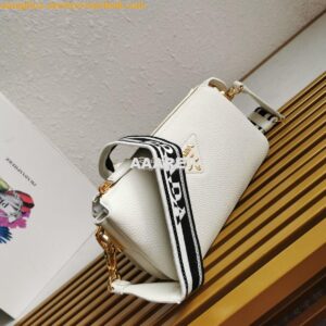 Replica Prada Leather shoulder bag 3 Layers 1BH194 White 2