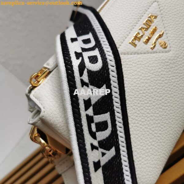 Replica Prada Leather shoulder bag 3 Layers 1BH194 White 6