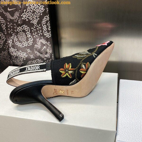 Replica Dior J'Adior Slingback Pumps 100mm In Beige Petites Fleurs Embroidered Raffia 11