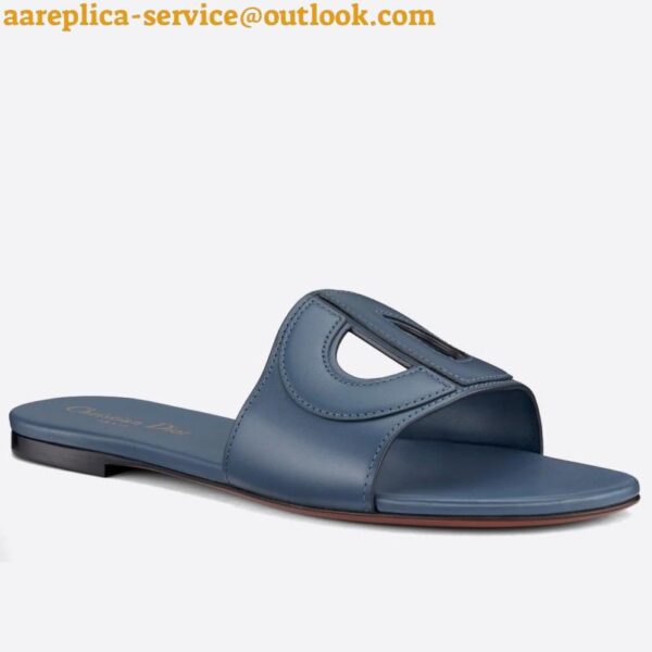 Replica Dior Women's D-Club Slides In Blue Calfskin 3