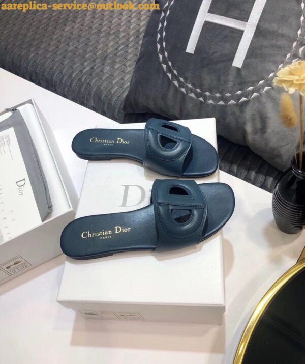 Replica Dior Women's D-Club Slides In Blue Calfskin 6