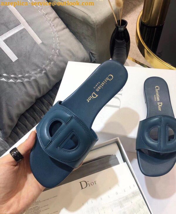 Replica Dior Women's D-Club Slides In Blue Calfskin 7